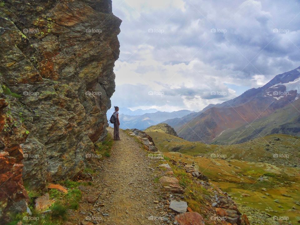 hiker at footpath