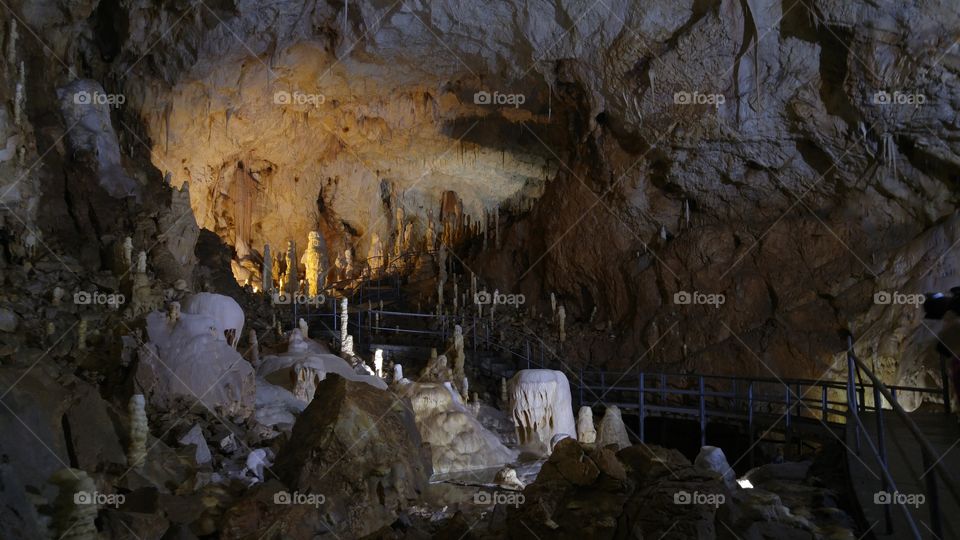 A dark underground cave in Romanian mountains