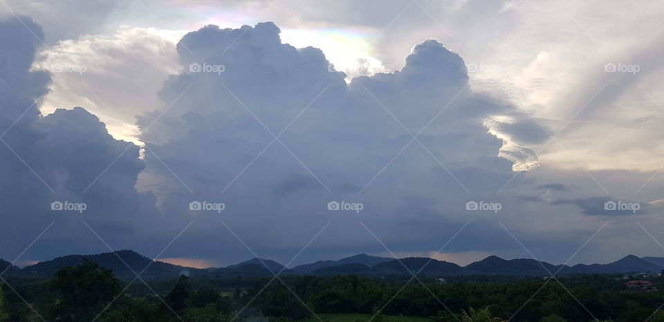 Rainbow with clouds in the evening