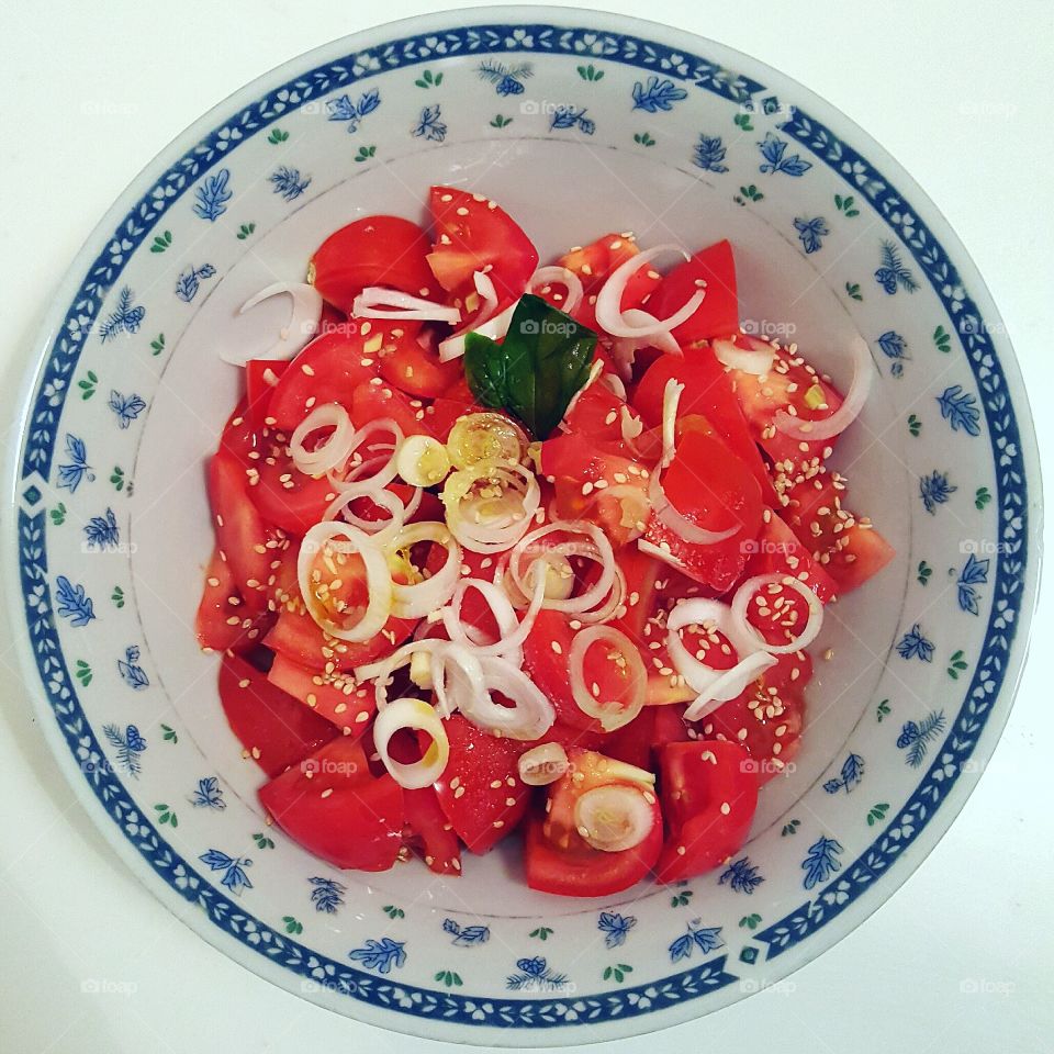 Close-up of tomato salad