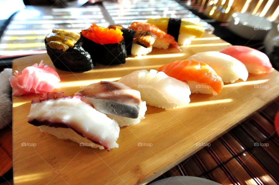Seafood on table