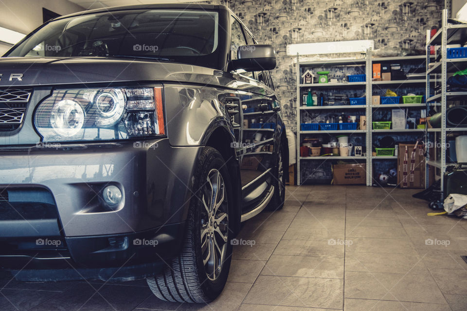 Range Rover Sport in garage