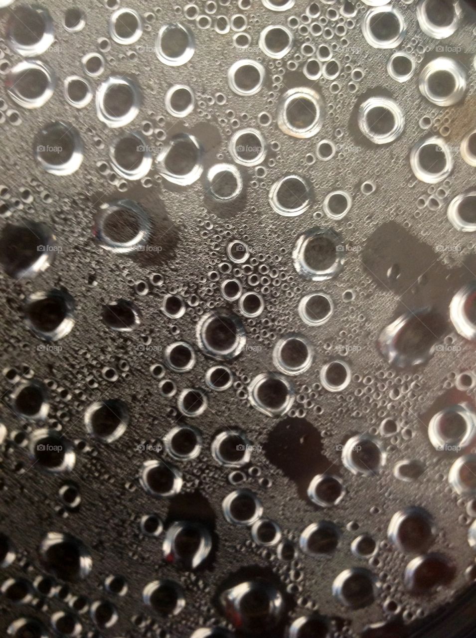 Beautiful pattern created by droplets from condensation of water vapor on a lid.