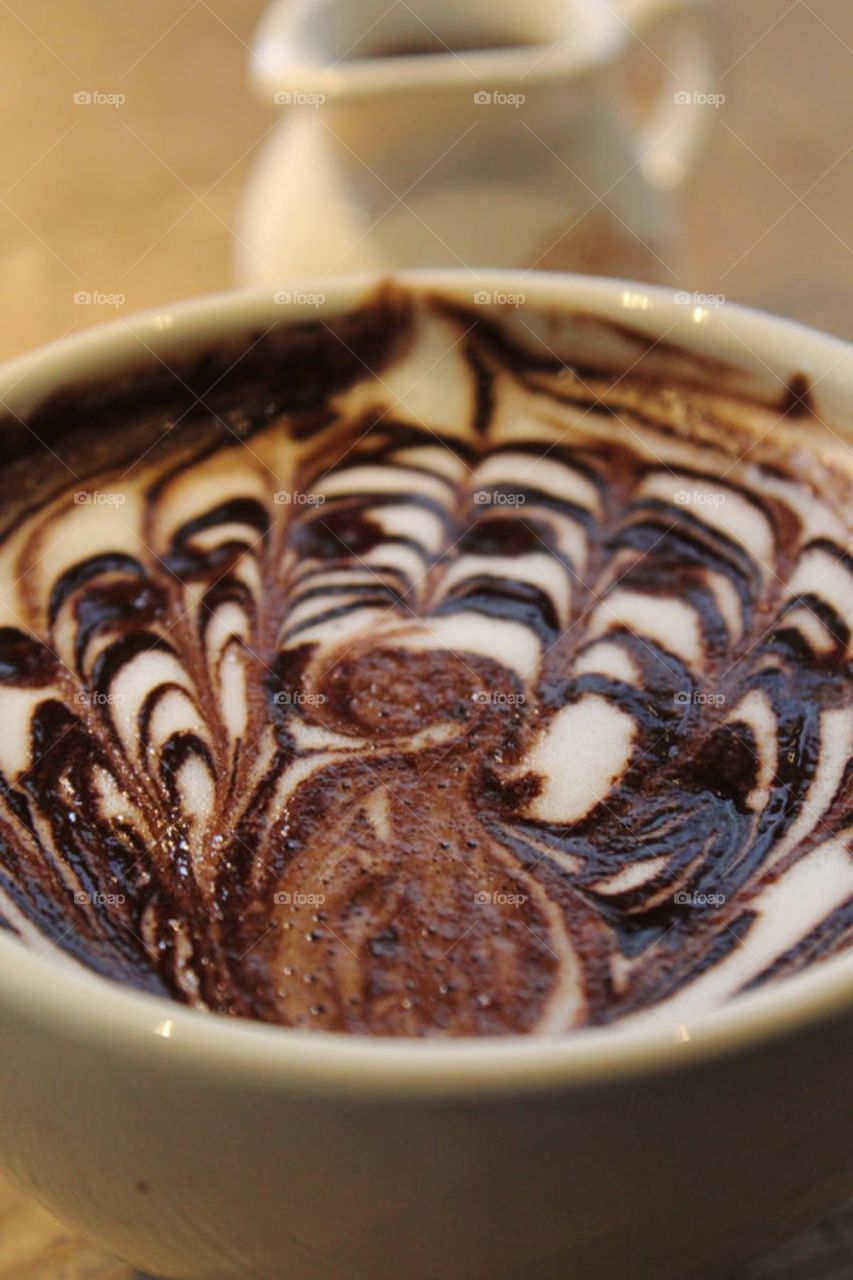 Hot chocolate with foam design 