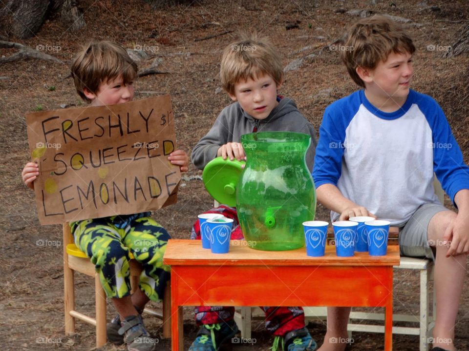 Young Boys Selling Homemade Lemonade