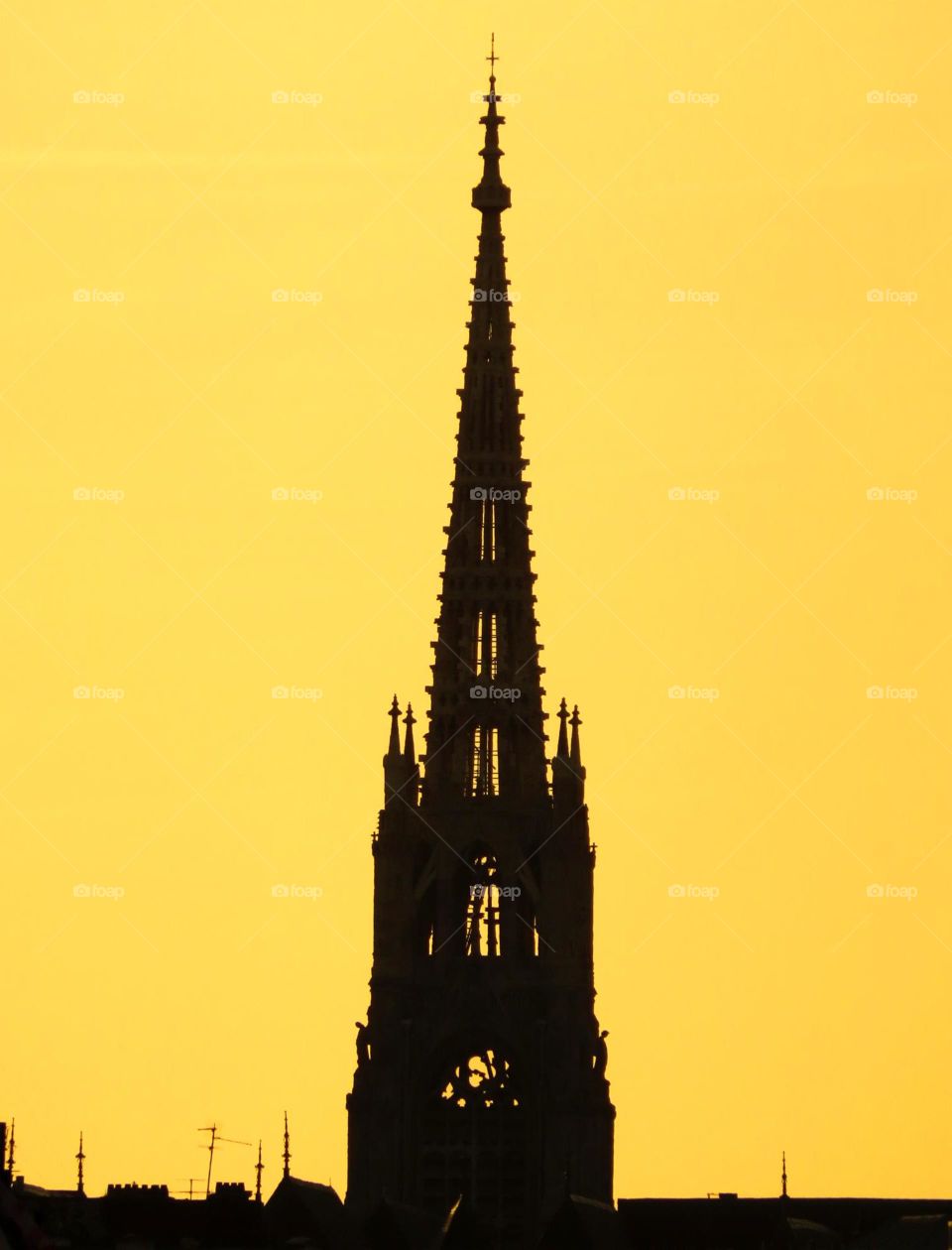 steeple in sunset