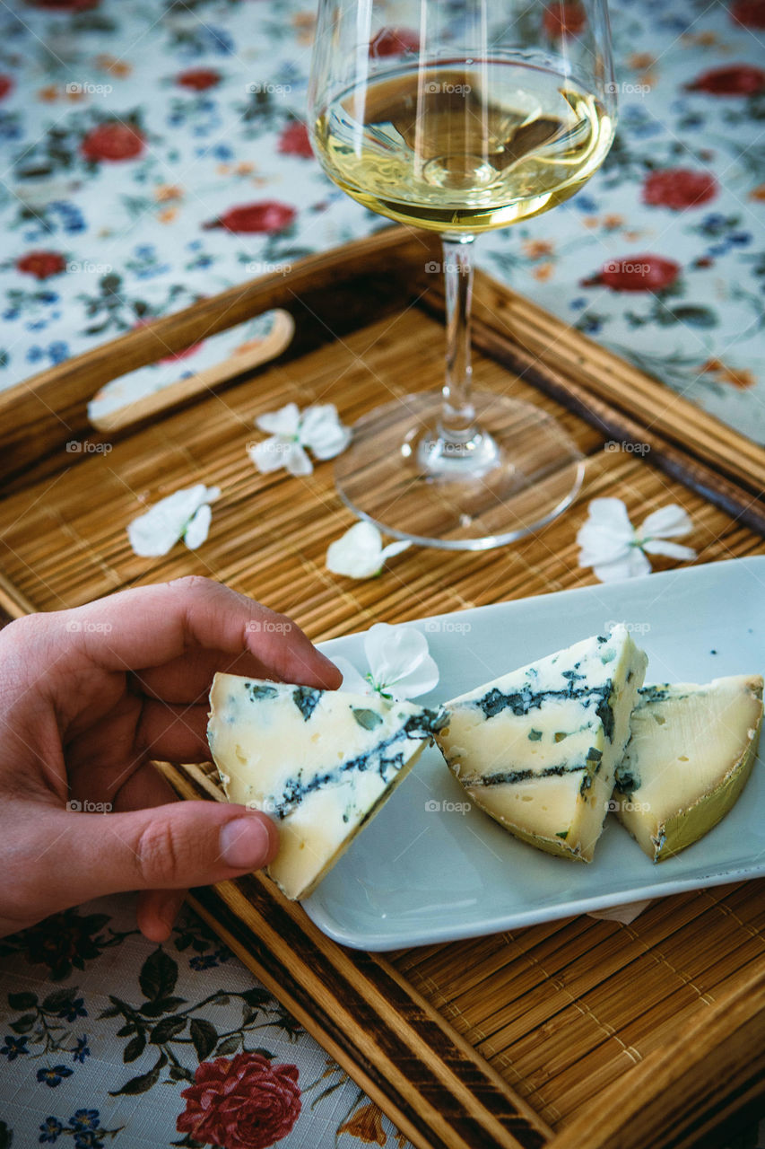 Cheese slice with beer