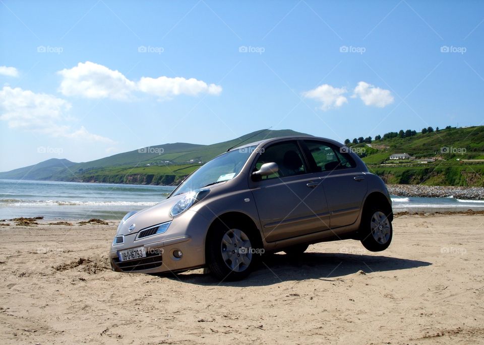 Driving on the beach on 3 wheels, Inch beach, Ireland