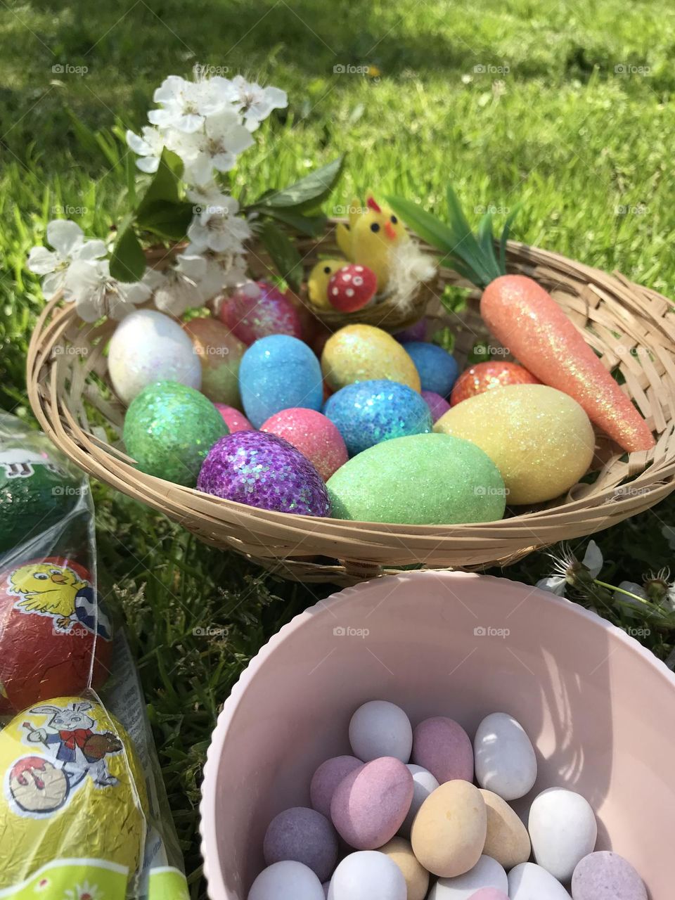 Easter basket and easter candy