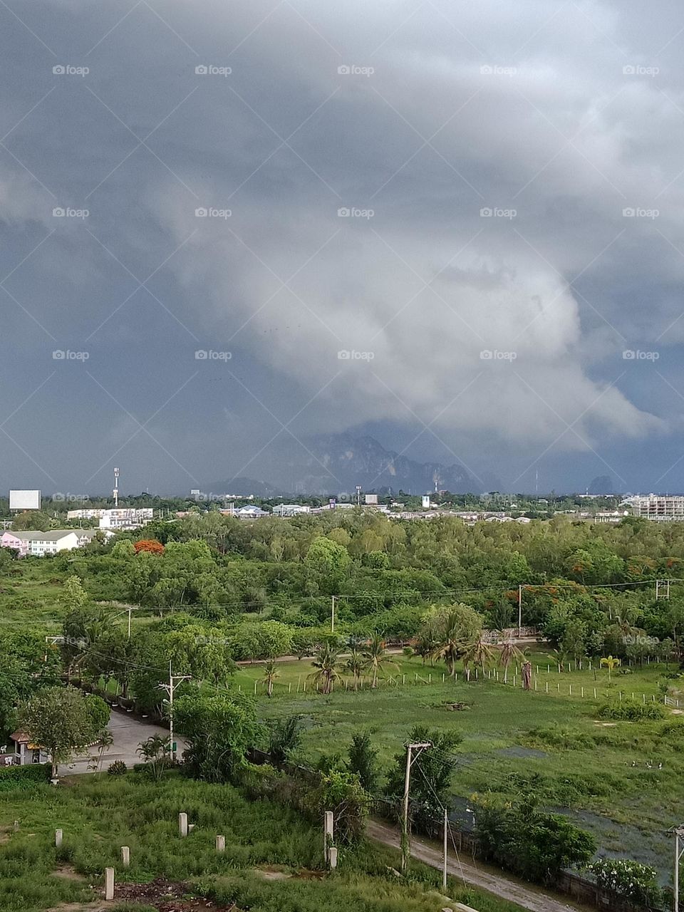 Mountain swollen by cloud