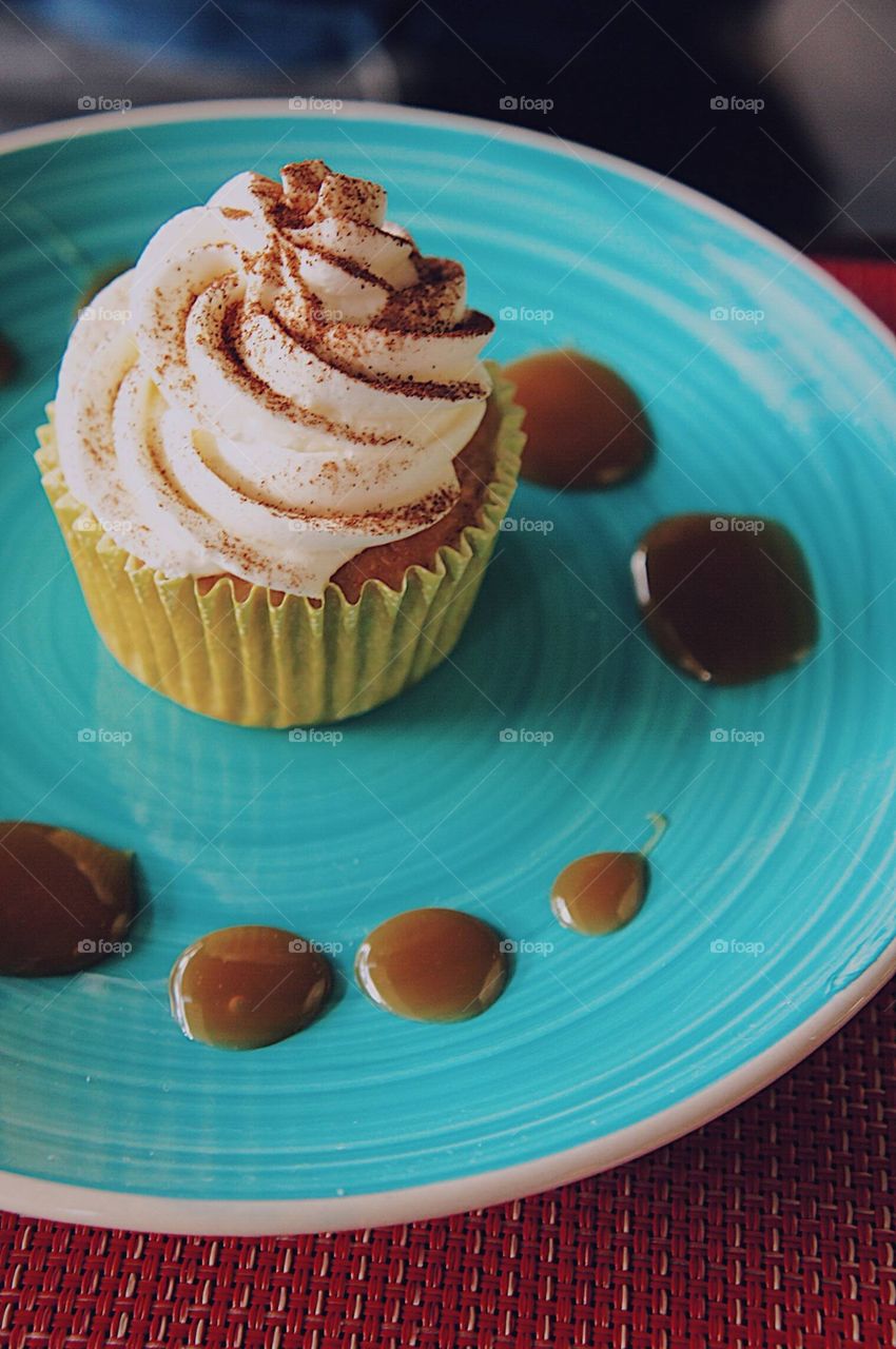 Yummy apple cinammon cupcake for an afternoon snack.