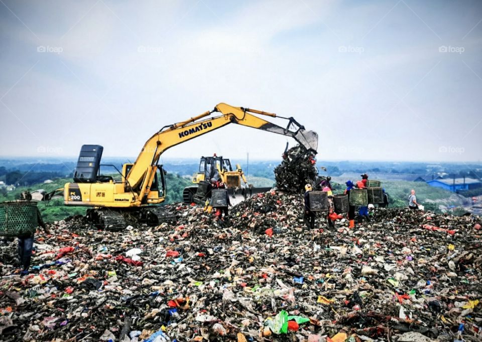 activity on a mountain of garbage