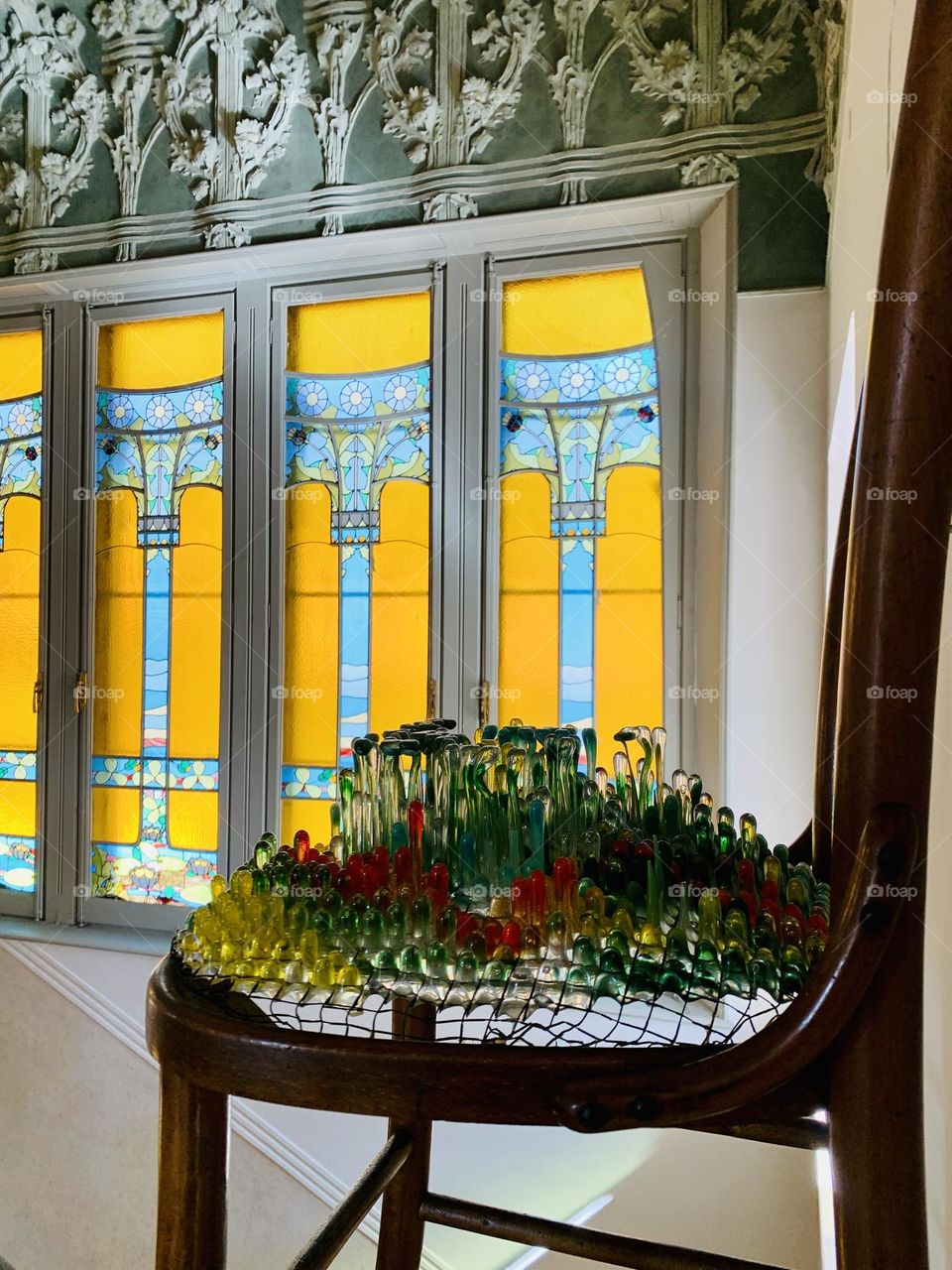 interior and staircase of Villa Bernasconi in Cernobbio, on Lake Como, a place of culture and art