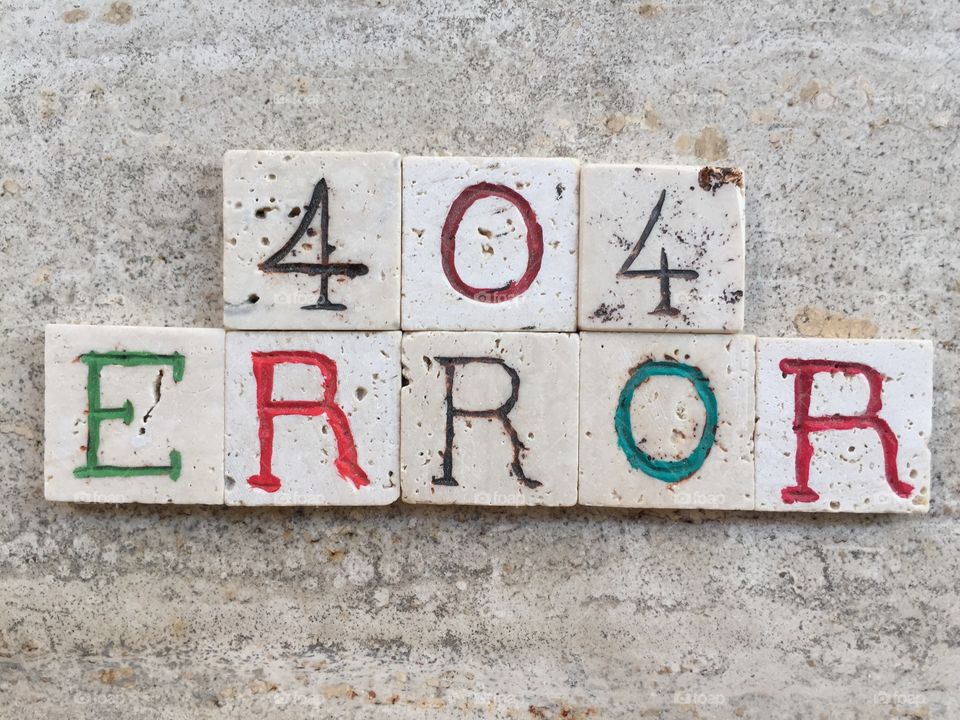 404 error, Page not found on carved travertine letters
