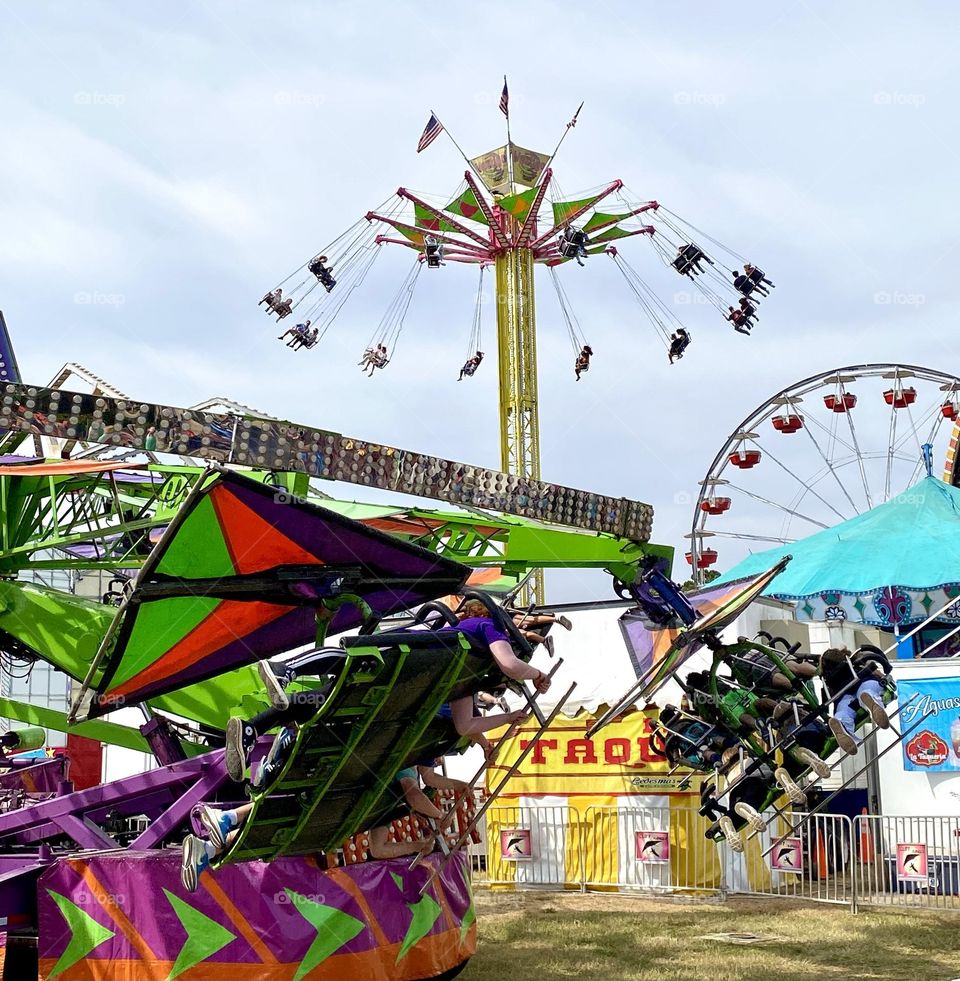 Rides in motion at the state fair 