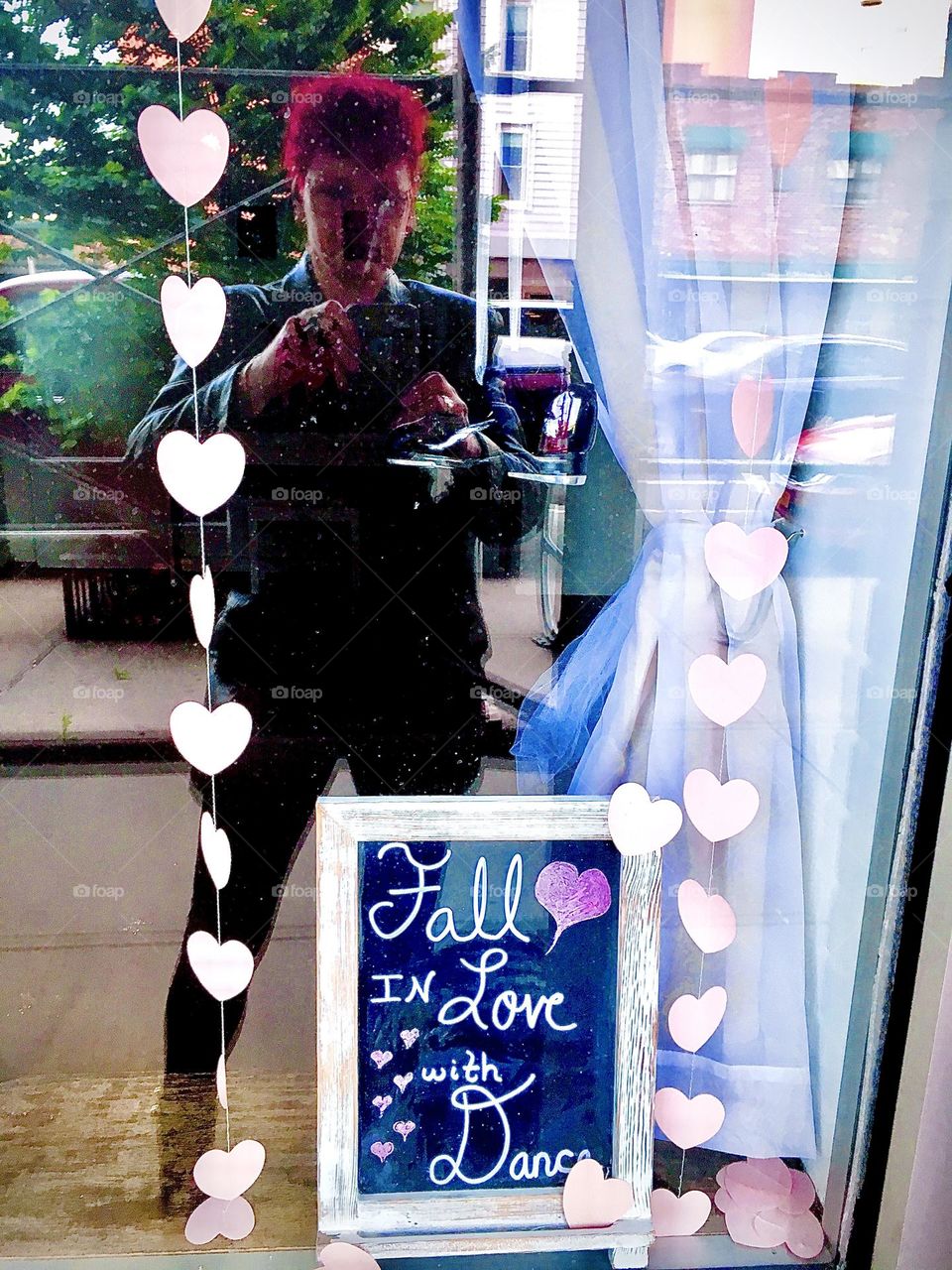 A window decoration advertising dance classes in LIC, Queens with an “old school style” blackboard suggesting that onlookers should “Fall in Love with Dance”. For me that’s already the case, it’s a state I’m permanently in. 2020. Hypnotic Productions