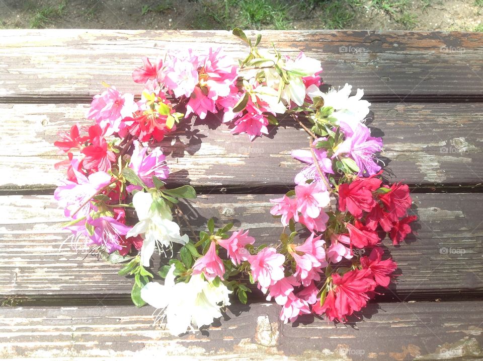 A photo of a handmade beautiful Spring flower crown.