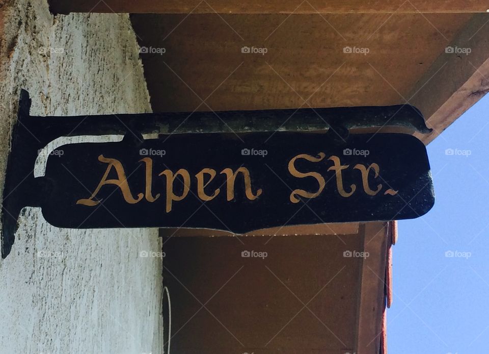 Old world German village street sign