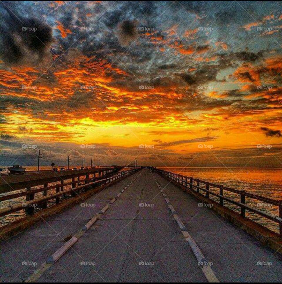 Sunset on the 7 mile bridge in the Keys