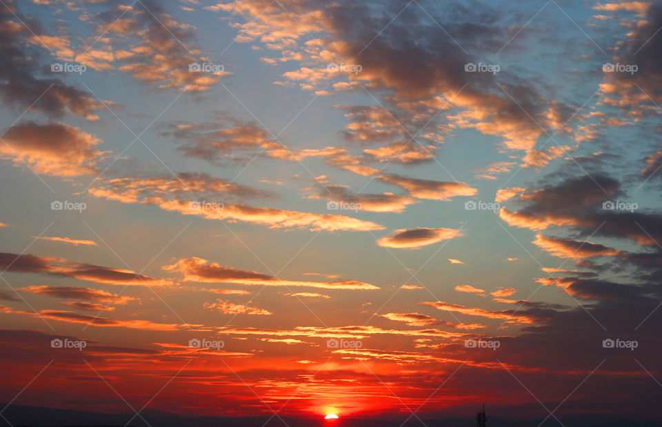 Sunset, clouds and sky