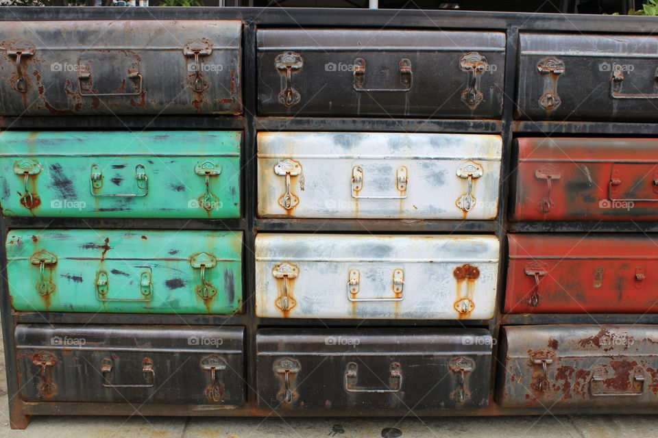 Suitcase drawers.