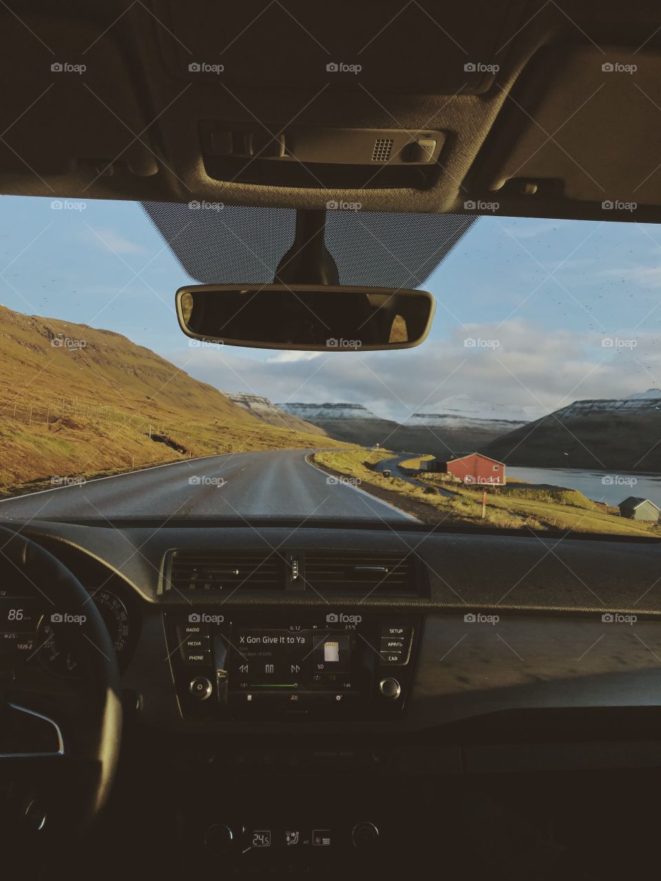 Inside a car on the Faroe Islands 