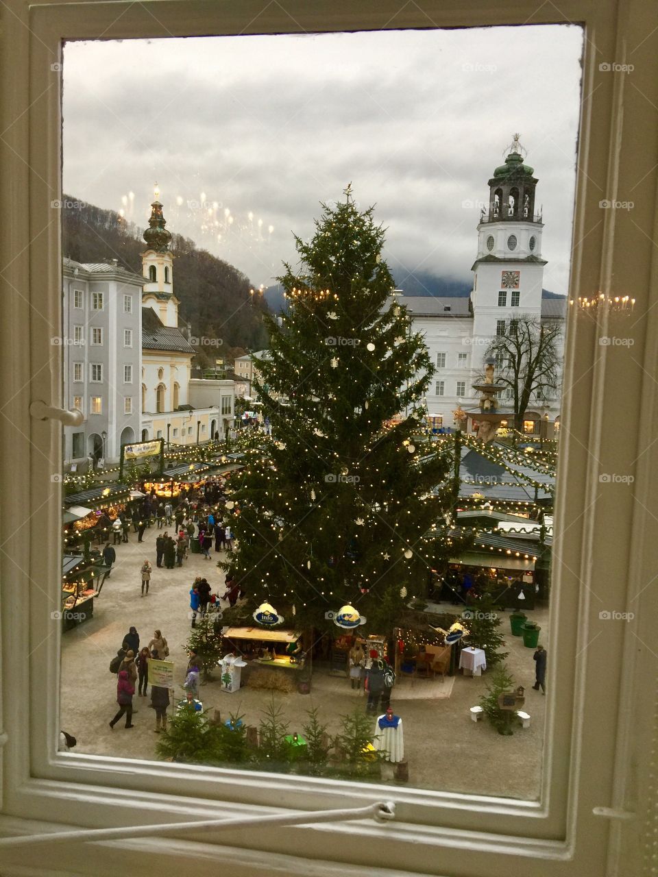 Residenzplatz, Salzburg, Austria , view of Christkindlmarkt
