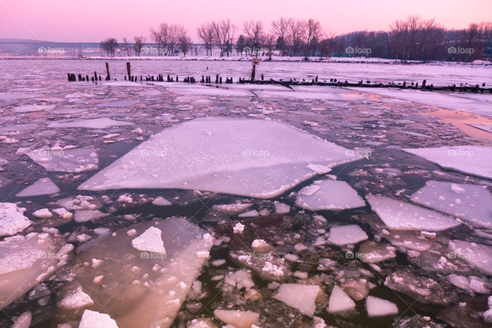trees ice sunrise ferry by delvec