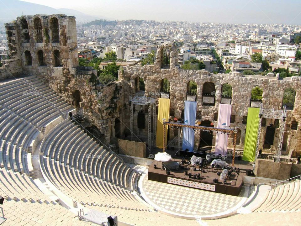 Greece, Ancient Theater. Greece, Acropolis, Ancient Theater