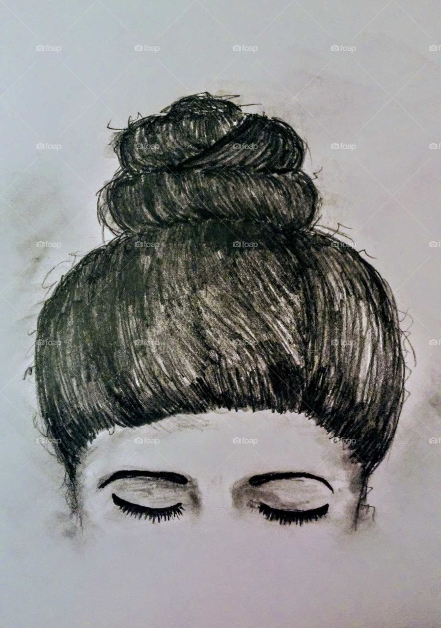 Drawing of Young Woman Looking Down, Illustrated by Anita Grace Walter