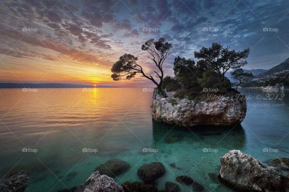 Brela sunset beach from to Croatia