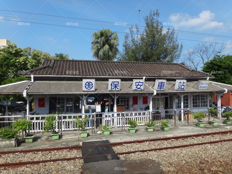 Baoan Station was formerly the Cheluqian parking lot opened in 1900.
train station in Taiwan.