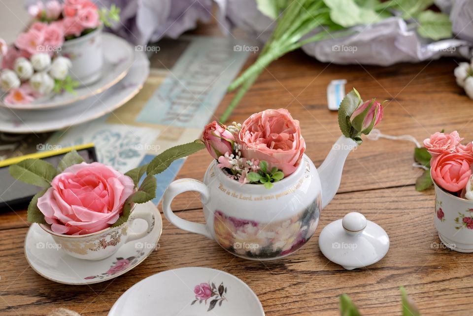 Floral tea party decorations 
