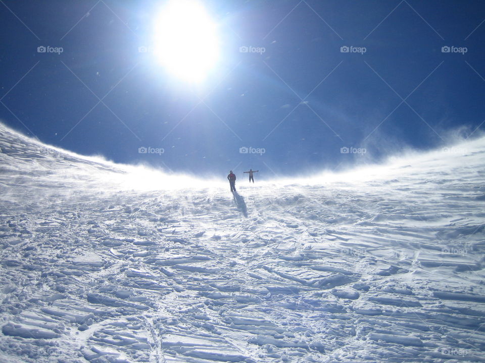 snow and sunny sky