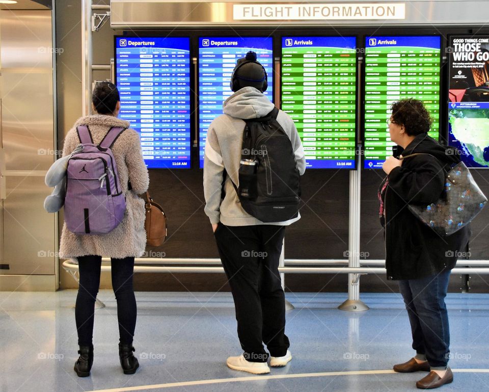 Looking at the arrival and departure board