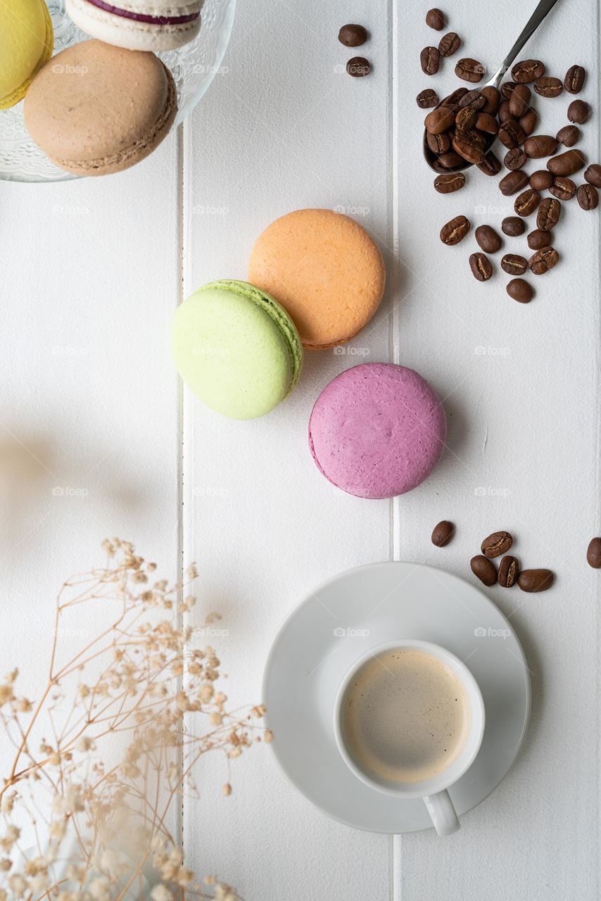 macarons and coffee