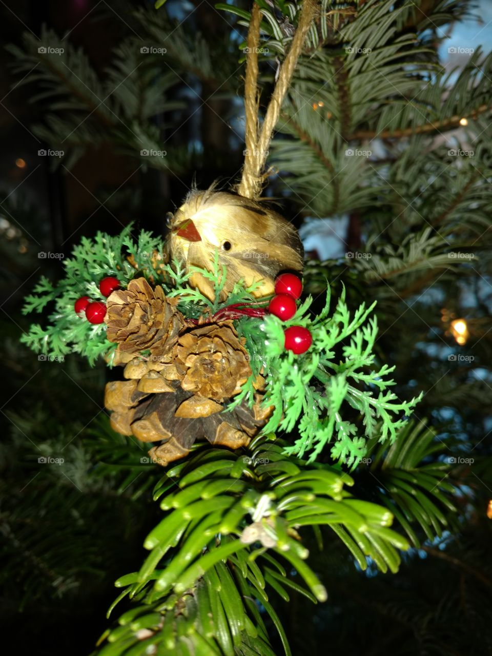 bird pine cone ornament
