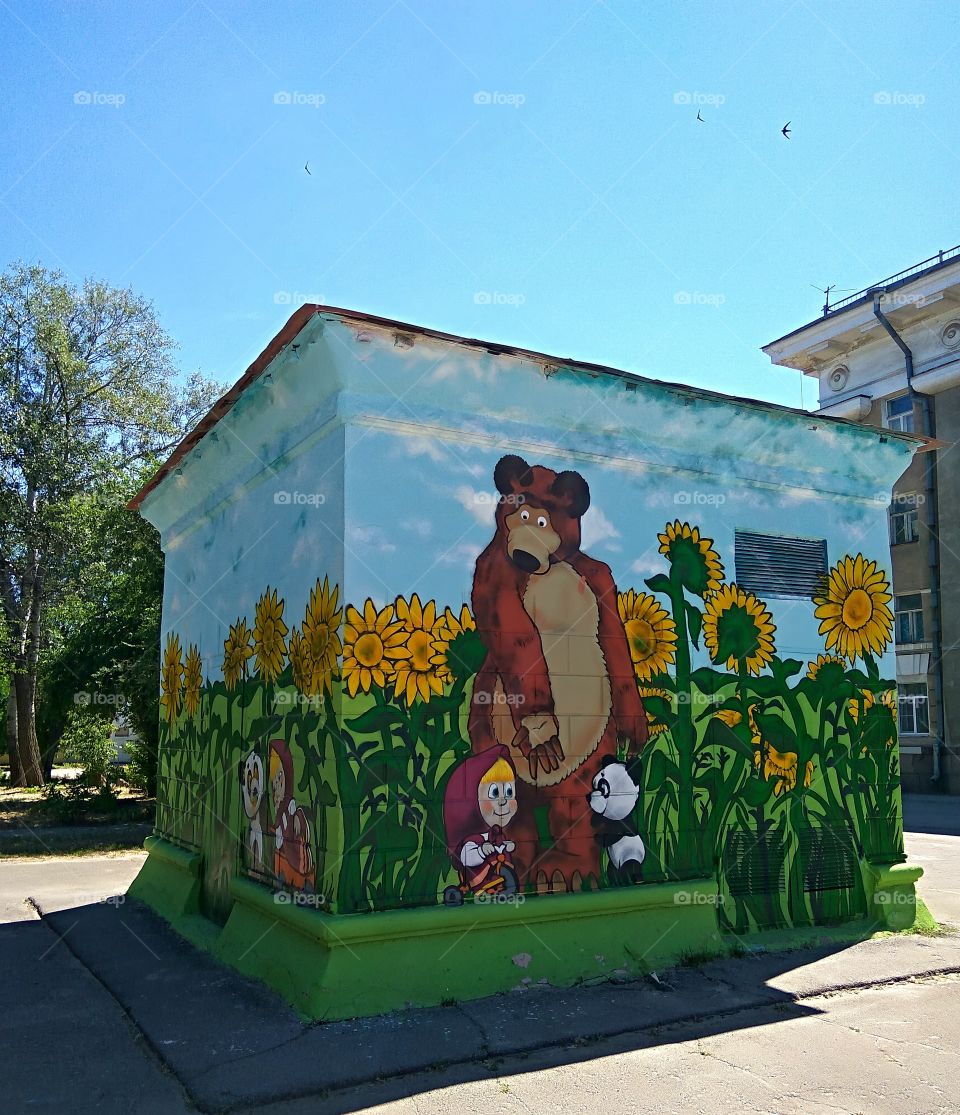 Colored house. Masha and the Bear.