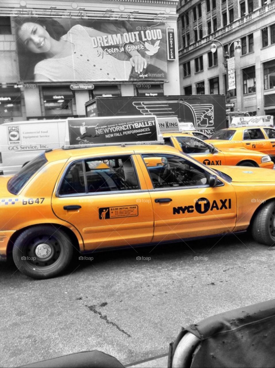 New York City yellow cabs. Taxi stand outside Pennsylvania Station.