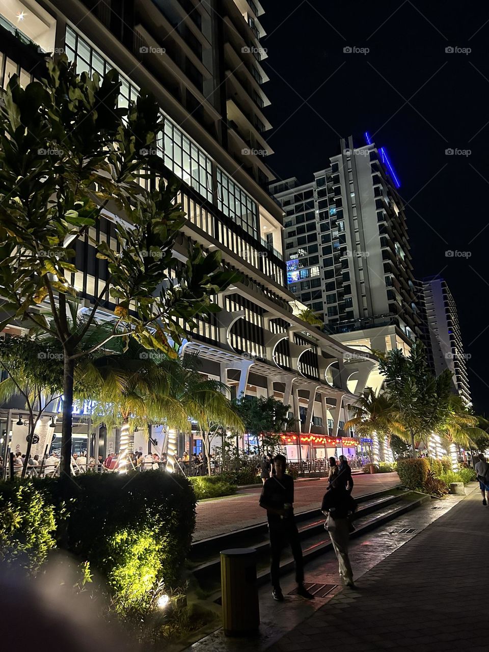 Queens water front  night city Penang