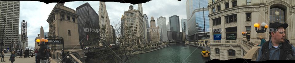 Chicago financial district panorama