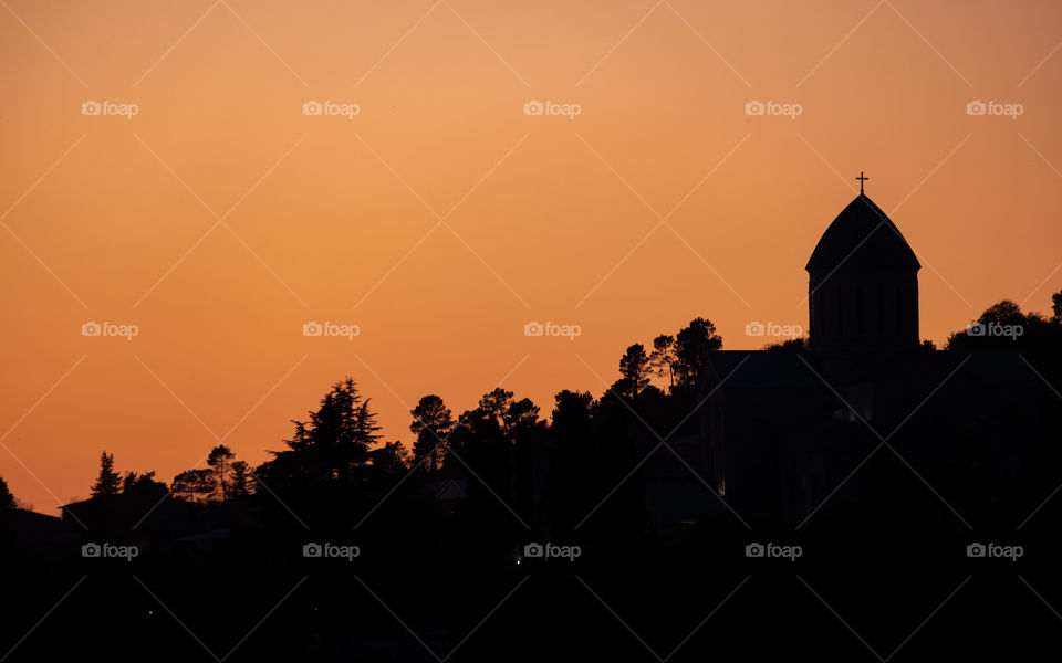 Variety shutter speed training in twilight moment at Bagrati Cathedral land scape in Kutaisi Georgia