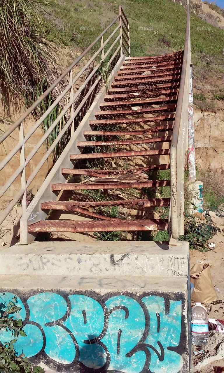 Stairs to nowhere. old abandoned stairs, to nowhere