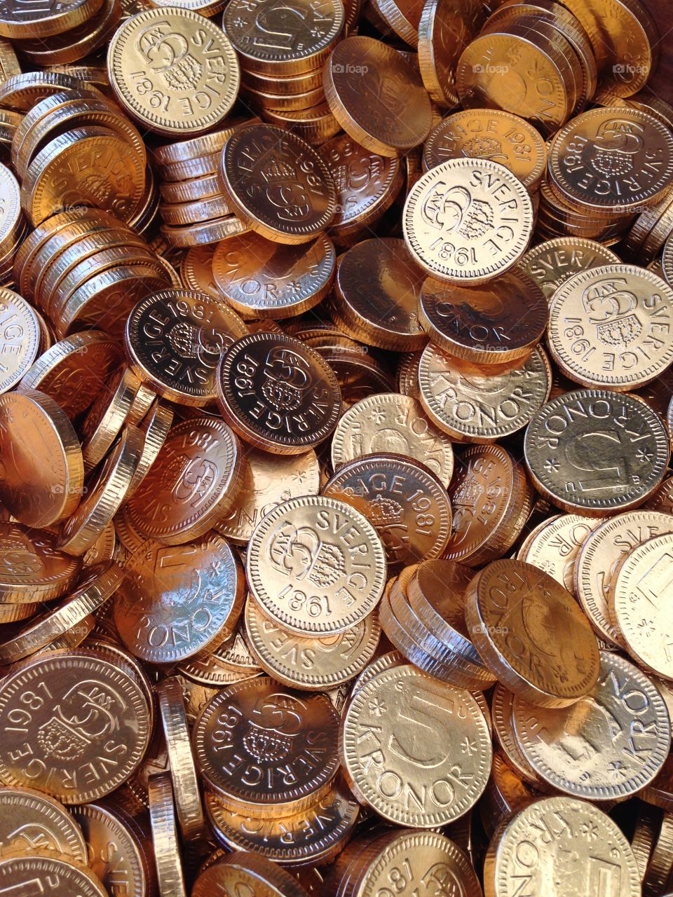 Full frame of gold coins