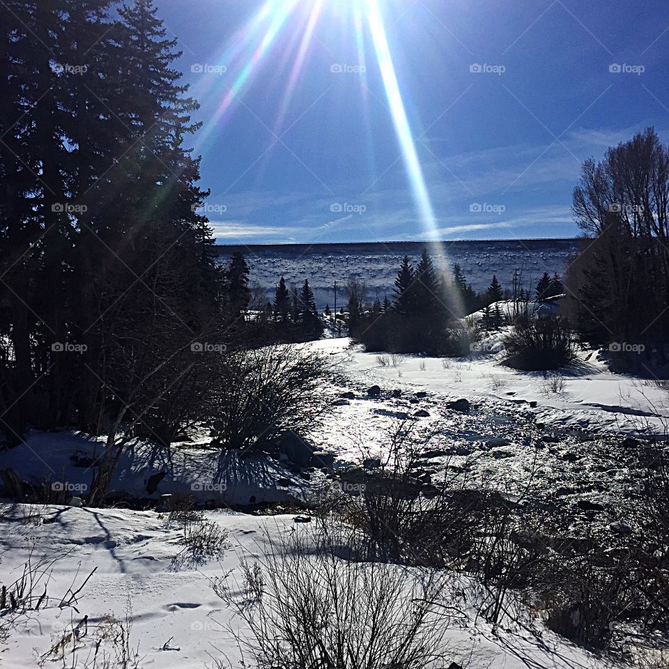 A river runs through it and I run by it. 