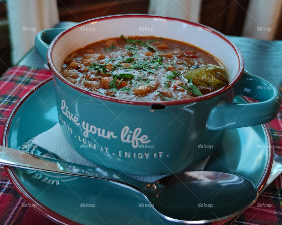 A bowl of delicious bean soup