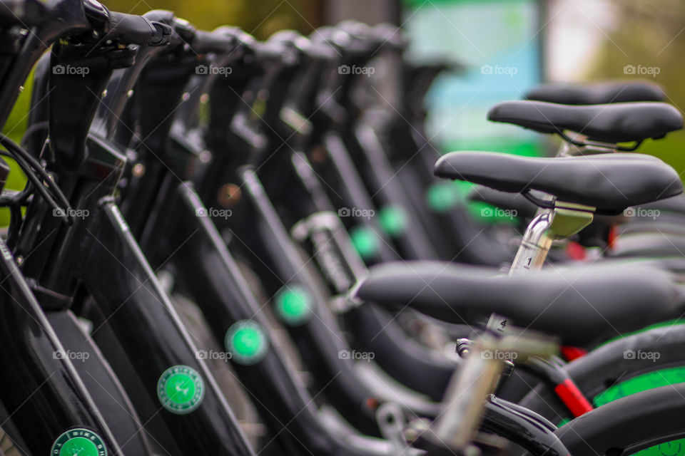 Row of city bikes