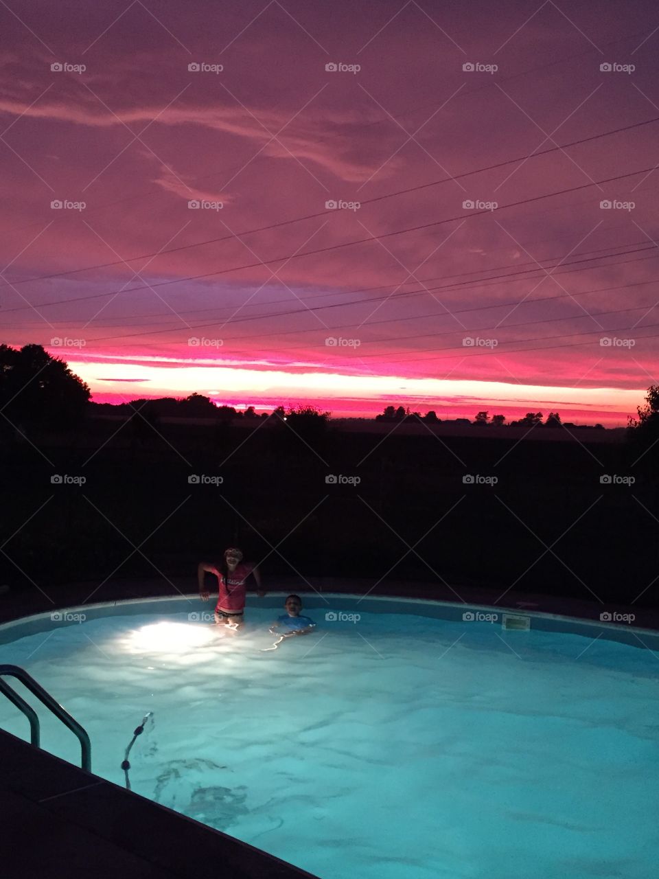Pink dusk swimming time  