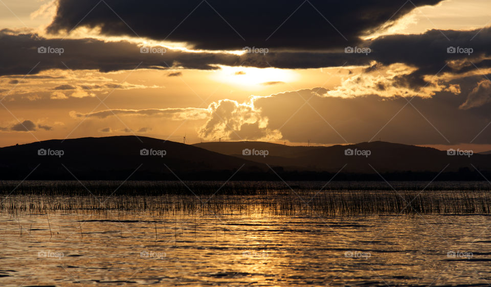 Sunset at Corrib lake in Galway, Ireland