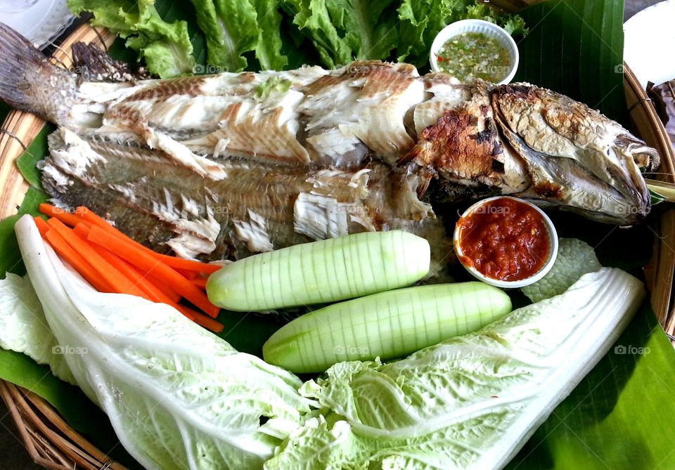 A set of grilled snakehead fish